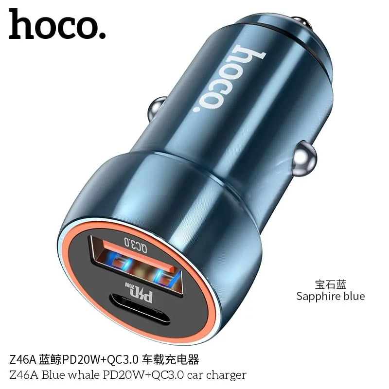 Car charger “Z46A Blue whale” PD20W + QC3.0 Car charger “Z46A Blue whale” PD20W + QC3.0